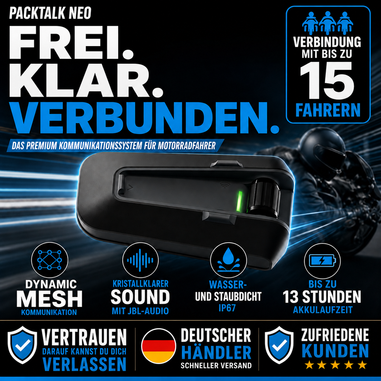 Bluetooth Intercom für Motorradhelme